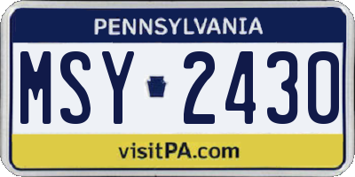 PA license plate MSY2430