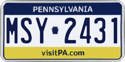 PA license plate MSY2431