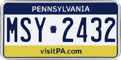 PA license plate MSY2432