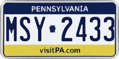 PA license plate MSY2433