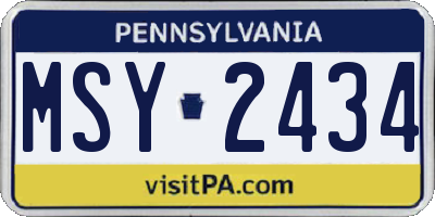 PA license plate MSY2434