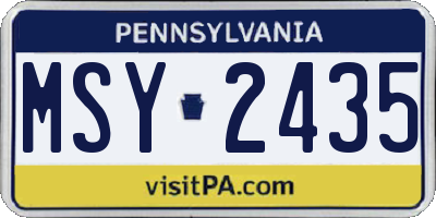 PA license plate MSY2435