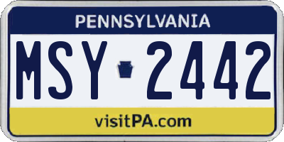 PA license plate MSY2442