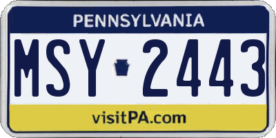 PA license plate MSY2443