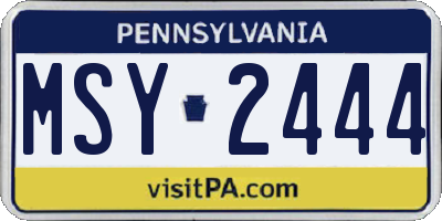 PA license plate MSY2444