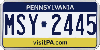 PA license plate MSY2445