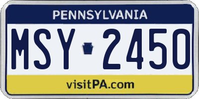 PA license plate MSY2450