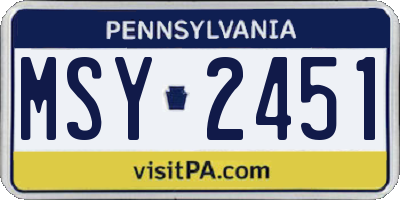 PA license plate MSY2451