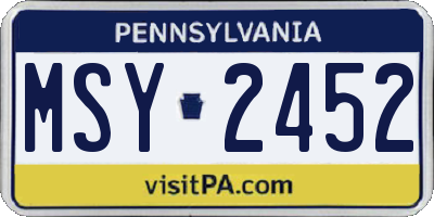 PA license plate MSY2452