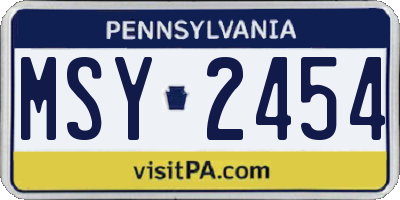 PA license plate MSY2454