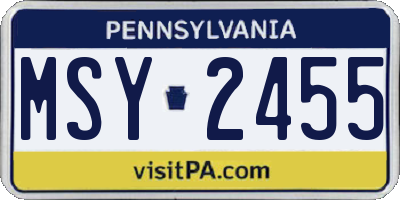 PA license plate MSY2455