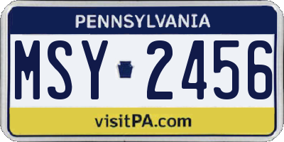 PA license plate MSY2456