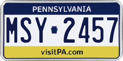 PA license plate MSY2457