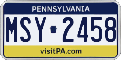 PA license plate MSY2458