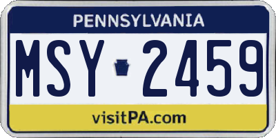 PA license plate MSY2459