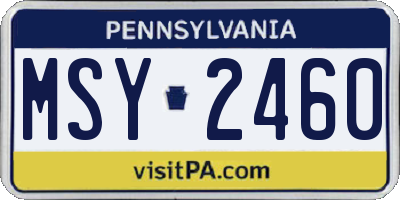 PA license plate MSY2460