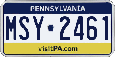 PA license plate MSY2461