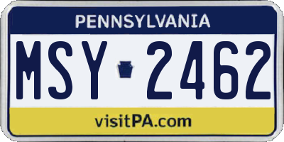 PA license plate MSY2462