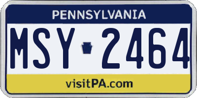 PA license plate MSY2464