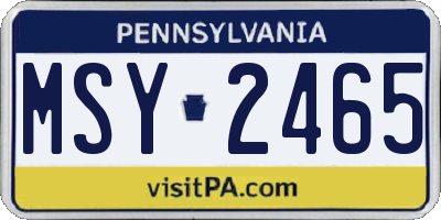 PA license plate MSY2465