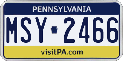 PA license plate MSY2466