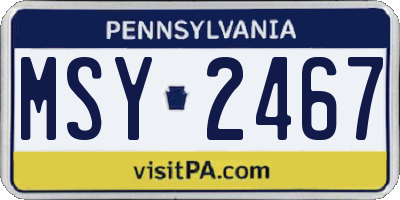 PA license plate MSY2467