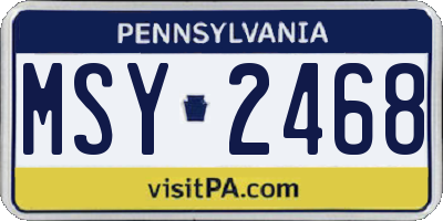 PA license plate MSY2468