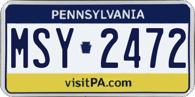PA license plate MSY2472