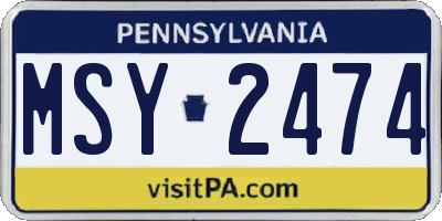 PA license plate MSY2474