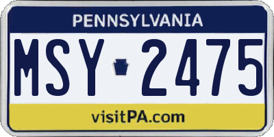 PA license plate MSY2475