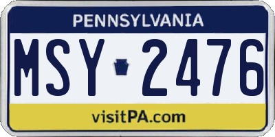 PA license plate MSY2476