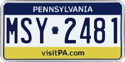PA license plate MSY2481