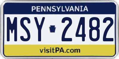 PA license plate MSY2482