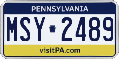 PA license plate MSY2489