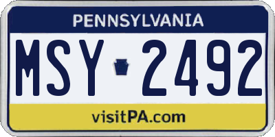 PA license plate MSY2492