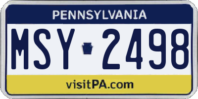 PA license plate MSY2498