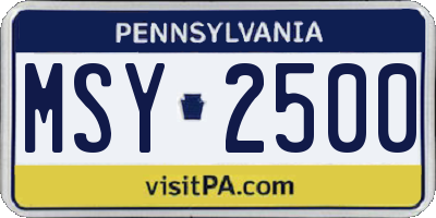 PA license plate MSY2500