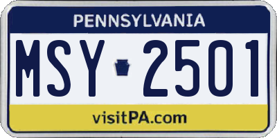 PA license plate MSY2501
