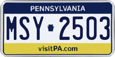 PA license plate MSY2503