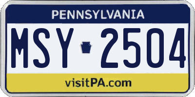 PA license plate MSY2504