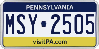 PA license plate MSY2505