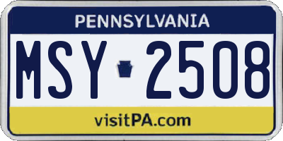 PA license plate MSY2508