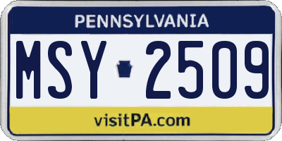 PA license plate MSY2509