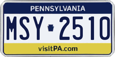 PA license plate MSY2510