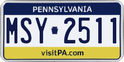 PA license plate MSY2511