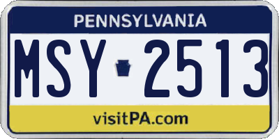 PA license plate MSY2513