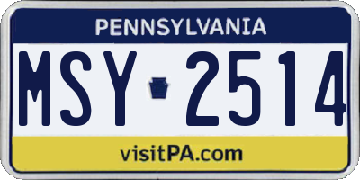 PA license plate MSY2514