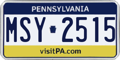PA license plate MSY2515