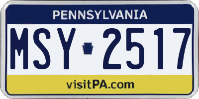 PA license plate MSY2517