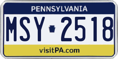 PA license plate MSY2518